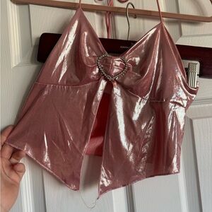 Pink Metallic Camisole Top